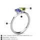 4 - Esther Emerald Shape Iolite & Heart Shape Peridot 2 Stone Duo Ring 