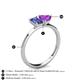 4 - Esther Emerald Shape Iolite & Heart Shape Amethyst 2 Stone Duo Ring 