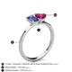 4 - Esther Emerald Shape Iolite & Heart Shape Rhodolite Garnet 2 Stone Duo Ring 