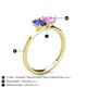 4 - Esther Emerald Shape Iolite & Heart Shape Pink Sapphire 2 Stone Duo Ring 