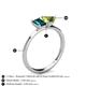 4 - Esther Emerald Shape London Blue Topaz & Heart Shape Peridot 2 Stone Duo Ring 