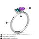 4 - Esther Emerald Shape London Blue Topaz & Heart Shape Amethyst 2 Stone Duo Ring 