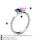 4 - Esther Emerald Shape London Blue Topaz & Heart Shape Pink Sapphire 2 Stone Duo Ring 