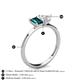 4 - Esther Emerald Shape London Blue Topaz & Heart Shape White Sapphire 2 Stone Duo Ring 