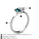 4 - Esther Emerald Shape London Blue Topaz & Heart Shape Forever One Moissanite 2 Stone Duo Ring 