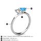 4 - Esther Emerald Shape Forever Brilliant Moissanite & Heart Shape Blue Topaz 2 Stone Duo Ring 