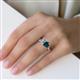 5 - Esther Emerald Shape Forever Brilliant Moissanite & Heart Shape London Blue Topaz 2 Stone Duo Ring 