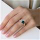 5 - Esther Emerald Shape Forever One Moissanite & Heart Shape London Blue Topaz 2 Stone Duo Ring 