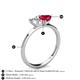 4 - Esther Emerald Shape Forever Brilliant Moissanite & Heart Shape Lab Created Ruby 2 Stone Duo Ring 