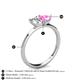 4 - Esther Emerald Shape Forever Brilliant Moissanite & Heart Shape Pink Sapphire 2 Stone Duo Ring 