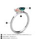 4 - Esther Emerald Shape Morganite & Heart Shape London Blue Topaz 2 Stone Duo Ring 