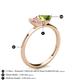 4 - Esther Emerald Shape Morganite & Heart Shape Peridot 2 Stone Duo Ring 