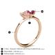 4 - Esther Emerald Shape Morganite & Heart Shape Pink Tourmaline 2 Stone Duo Ring 