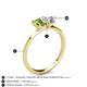 4 - Esther GIA Certified Heart Shape Diamond & Emerald Shape Peridot 2 Stone Duo Ring 