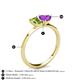 4 - Esther Emerald Shape Peridot & Heart Shape Amethyst 2 Stone Duo Ring 