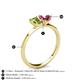 4 - Esther Emerald Shape Peridot & Heart Shape Pink Tourmaline 2 Stone Duo Ring 