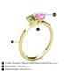 4 - Esther Emerald Shape Peridot & Heart Shape Pink Sapphire 2 Stone Duo Ring 