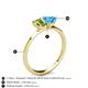 4 - Esther Emerald Shape Peridot & Heart Shape Blue Topaz 2 Stone Duo Ring 