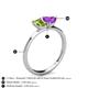 4 - Esther Emerald Shape Peridot & Heart Shape Amethyst 2 Stone Duo Ring 