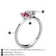 4 - Esther Emerald Shape Pink Tourmaline & Heart Shape Forever One Moissanite 2 Stone Duo Ring 