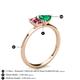 4 - Esther Emerald Shape Pink Tourmaline & Heart Shape Lab Created Emerald 2 Stone Duo Ring 