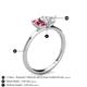 4 - Esther Emerald Shape Pink Tourmaline & Heart Shape Lab Created White Sapphire 2 Stone Duo Ring 
