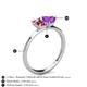 4 - Esther Emerald Shape Pink Tourmaline & Heart Shape Amethyst 2 Stone Duo Ring 