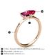 4 - Esther Emerald Shape Rhodolite Garnet & Heart Shape Lab Created Ruby 2 Stone Duo Ring 