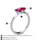 4 - Esther Emerald Shape Rhodolite Garnet & Heart Shape Lab Created Ruby 2 Stone Duo Ring 