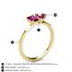 4 - Esther Emerald Shape Rhodolite Garnet & Heart Shape Pink Tourmaline 2 Stone Duo Ring 