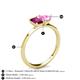 4 - Esther Emerald Shape Rhodolite Garnet & Heart Shape Pink Sapphire 2 Stone Duo Ring 