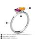 4 - Esther Emerald Shape Rhodolite Garnet & Heart Shape Citrine 2 Stone Duo Ring 