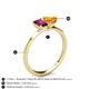 4 - Esther Emerald Shape Rhodolite Garnet & Heart Shape Citrine 2 Stone Duo Ring 