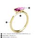 4 - Esther Emerald Shape Rhodolite Garnet & Heart Shape Lab Created Pink Sapphire 2 Stone Duo Ring 