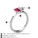 4 - Esther Emerald Shape Lab Created Ruby & Heart Shape Forever One Moissanite 2 Stone Duo Ring 