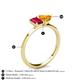 4 - Esther Emerald Shape Lab Created Ruby & Heart Shape Citrine 2 Stone Duo Ring 
