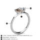 4 - Esther Emerald Shape Smoky Quartz & Heart Shape Forever Brilliant Moissanite 2 Stone Duo Ring 