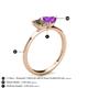 4 - Esther Emerald Shape Smoky Quartz & Heart Shape Amethyst 2 Stone Duo Ring 