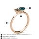 4 - Esther Emerald Shape Smoky Quartz & Heart Shape London Blue Topaz 2 Stone Duo Ring 