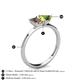 4 - Esther Emerald Shape Smoky Quartz & Heart Shape Peridot 2 Stone Duo Ring 