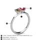 4 - Esther Emerald Shape Smoky Quartz & Heart Shape Pink Tourmaline 2 Stone Duo Ring 