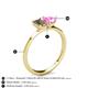 4 - Esther Emerald Shape Smoky Quartz & Heart Shape Pink Sapphire 2 Stone Duo Ring 