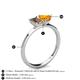 4 - Esther Emerald Shape Smoky Quartz & Heart Shape Citrine 2 Stone Duo Ring 