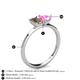 4 - Esther Emerald Shape Smoky Quartz & Heart Shape Lab Created Pink Sapphire 2 Stone Duo Ring 