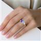 5 - Esther GIA Certified Heart Shape Diamond & Emerald Shape Tanzanite 2 Stone Duo Ring 