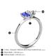 4 - Esther IGI Certified Heart Shape Lab Grown Diamond & Emerald Shape Tanzanite 2 Stone Duo Ring 