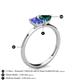 4 - Esther Emerald Shape Tanzanite & Heart Shape London Blue Topaz 2 Stone Duo Ring 