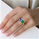 5 - Esther Emerald Shape Tanzanite & Heart Shape Lab Created Emerald 2 Stone Duo Ring 