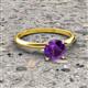 3 - Elodie 6.50 mm Round Amethyst Solitaire Engagement Ring 