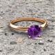 3 - Elodie 6.50 mm Round Amethyst Solitaire Engagement Ring 